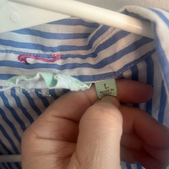 True Destinations tunic beach shirt half buttons flamingos and palm trees - Picture 3 of 6